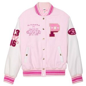 Victoria Secret PINK Love Shack Fancy Varsity Jacket Limited Edition LARGE L NEW